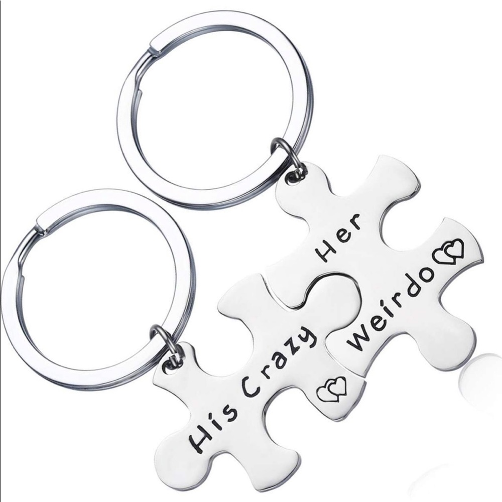 🥂His Crazy 💕 Her Weirdo 💕 Keychain Set🥂